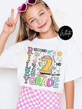 Personalized Preppy Second Grade Girls Back to School Shirt